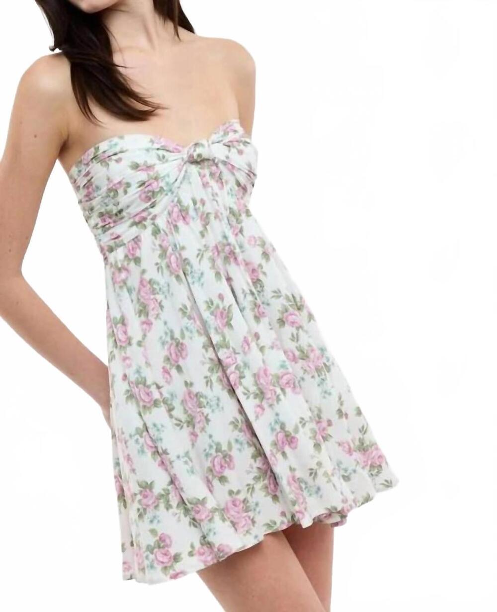 NEW SKY TO MOON camilla strapless mini dress in plum floral